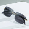 original wooden leg fashion box sunglasses personality ins with rimless cut diamond sunglasses female