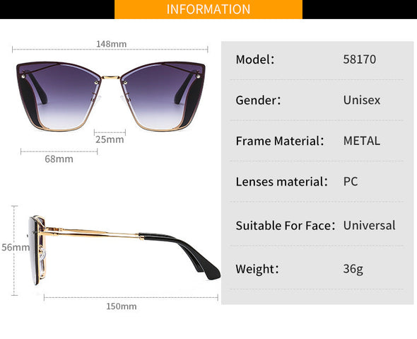 Cat's eye ladies metal color sunglasses fashion casual UV cross-border Europe and online celebrity sunglasses