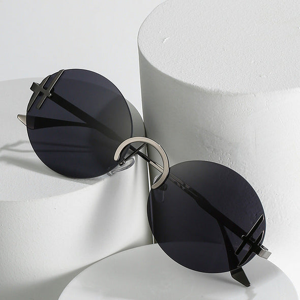 New round frame sunglasses in summer in Europe, America, online celebrity and the same personality stainless steel fashion sunglasses