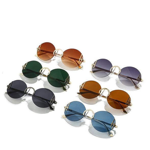 New round frame sunglasses in summer in Europe, America, online celebrity and the same personality stainless steel fashion sunglasses