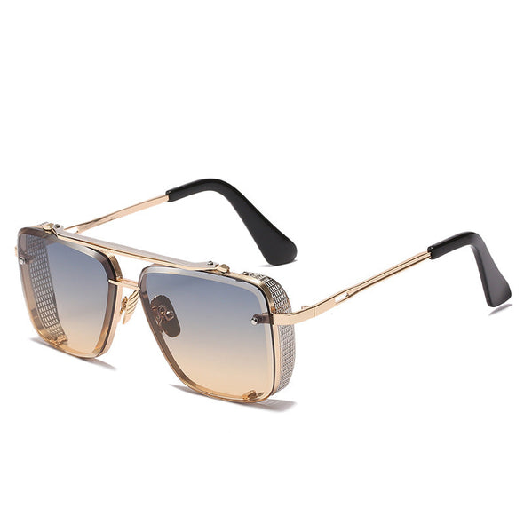 sunset gradient metal mesh retro sunglasses for men and women  UV protection