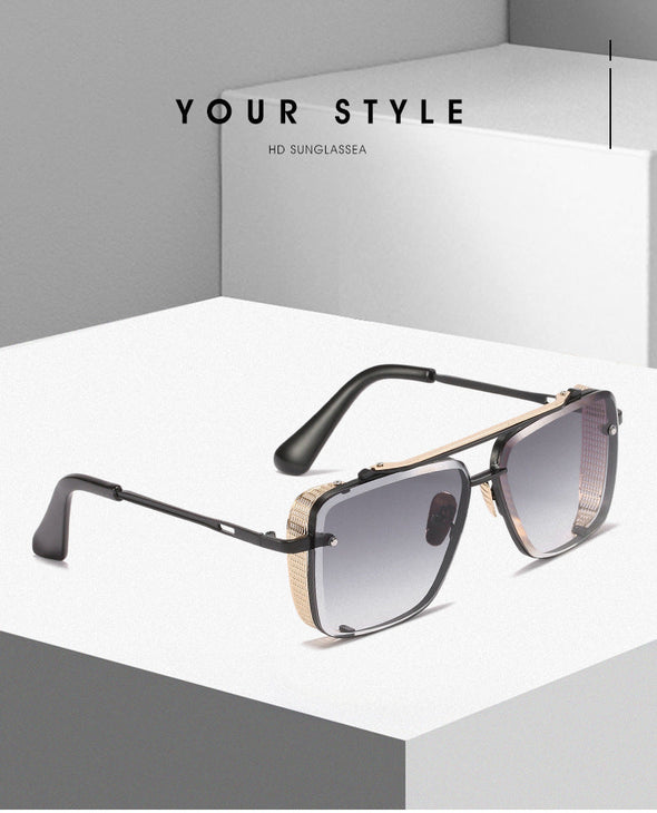 sunset gradient metal mesh retro sunglasses for men and women  UV protection