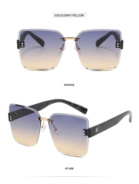 Hot high-quality frameless gradient lenses commuter fashion sunglasses square elegant sunglasses for men and women