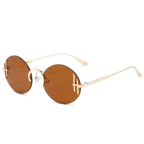 New round frame sunglasses in summer in Europe, America, online celebrity and the same personality stainless steel fashion sunglasses