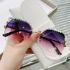 rimless ladies diamond sunglasses online celebrity cutting border UV fashion sunglasses