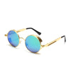Brand Metal Round Steampunk Sunglasses Men Women Fashion Color film punk sun glasses Driving Anti-glare Eyewear
