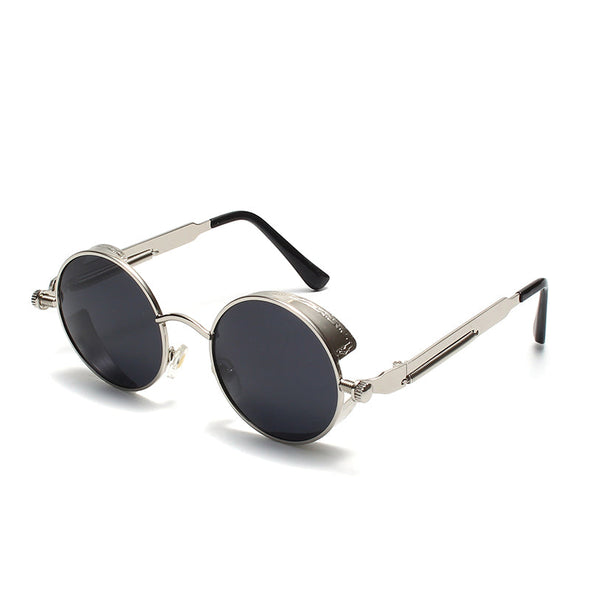 Brand Metal Round Steampunk Sunglasses Men Women Fashion Color film punk sun glasses Driving Anti-glare Eyewear