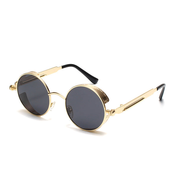 Brand Metal Round Steampunk Sunglasses Men Women Fashion Color film punk sun glasses Driving Anti-glare Eyewear