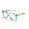 Punk Hollow Chain Arm Clear Lens Frame Eyewear