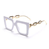 Punk Hollow Chain Arm Clear Lens Frame Eyewear