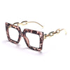 Punk Hollow Chain Arm Clear Lens Frame Eyewear