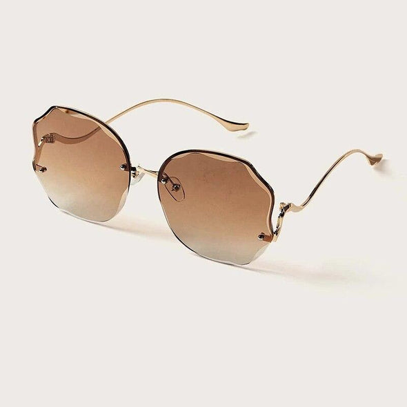 Oversized Brown Rimless Sunglasses Women Trendy Round Gradient Shades Glasses  Summer Female Sunglasses Oculos