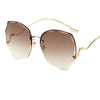 Oversized Brown Rimless Sunglasses Women Trendy Round Gradient Shades Glasses  Summer Female Sunglasses Oculos