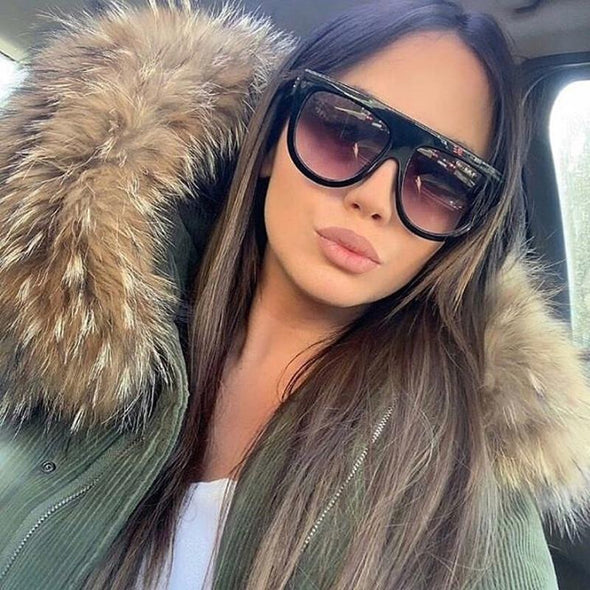 Oversized Frame Black Shades Square Sunglasses Women Oval Brand Designer Vintage Fashion Sun Glasses Female Oculos De Sol