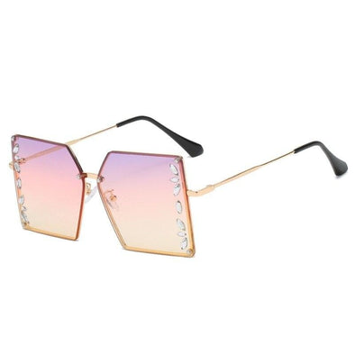 Oversized Rimless Square Diamond Sunglasses Women Glasses UV400