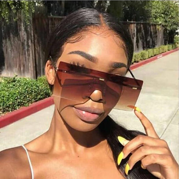 Oversized Rimless  Fashion Women Metal Gradient Sun glasses