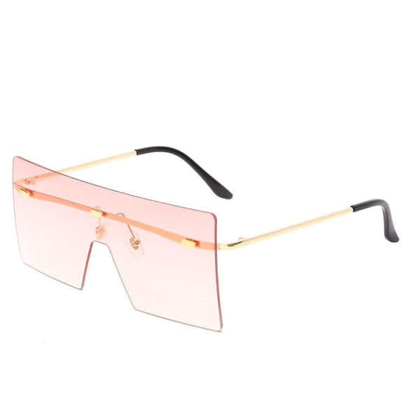 Oversized Rimless  Fashion Women Metal Gradient Sun glasses