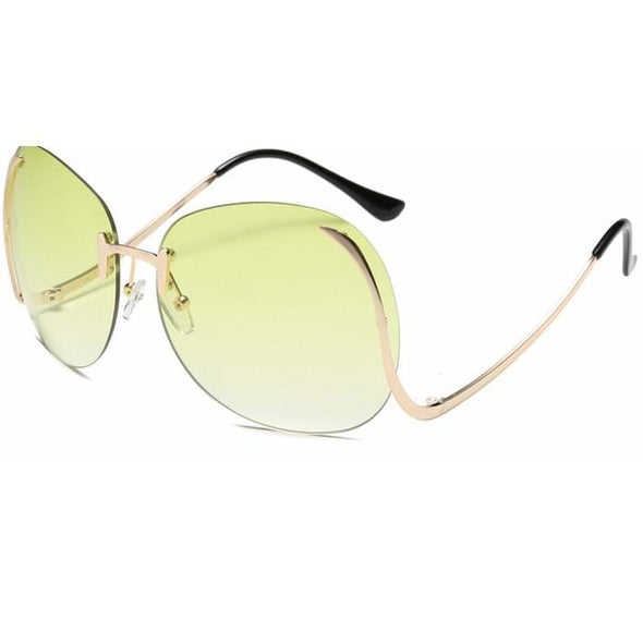 Oversized Rimless Sunglasses Women Vintage Brand Designer Square Sun Glasses Shades Female Pilot Big Frames Eyeglasses UV400