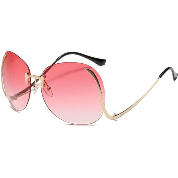 Oversized Rimless Sunglasses Women Vintage Brand Designer Square Sun Glasses Shades Female Pilot Big Frames Eyeglasses UV400