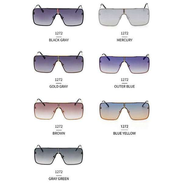 Oversized Sunglasses Men Luxury Brand Designer One Piece Mental Frame Square Sun Glasses For Man Vintage Lentes