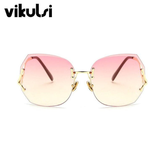 Oversized Transparent Cat Eye Sunglasses Women Brand Designer Rimless Square Frame Clear Gradient Color Sun Glasses Lady shades