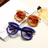 Oversized Women Sunglasses Luxury Brand Cat Eye glasses half frame Rhinestone Sunglasses men Vintage shades Oculos UV400