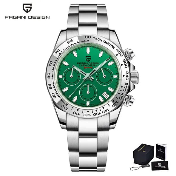 JOLLYNOVA DESIGN New Stainless Steel Bezel Men Quartz Wristwatches Luxury Sapphire Glass Chronograph VK63 Watch Men Reloj Hombre