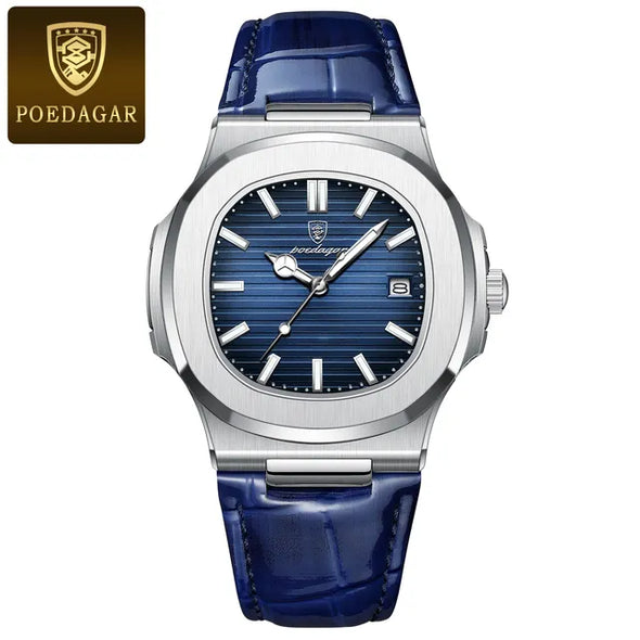 JOLLYNOVA Luxury Man Wristwatch Business Stainless Steel Quartz Men Watch Waterproof Luminous Date Square Men's Watches Clock+Box