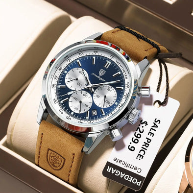 JOLLYNOVA Top Brand Luxury Man Watch Waterproof Chronograph Luminous Date Wristwatch For Men Quartz Leather Men's Watches Sprots