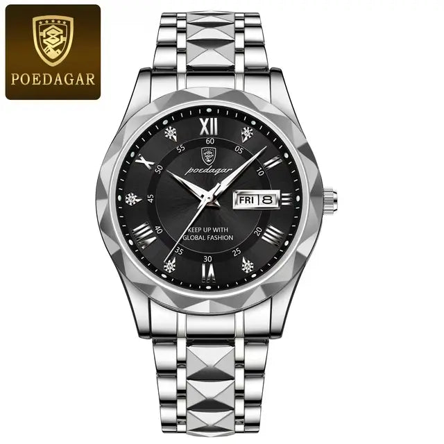 POEDAGAR Fashion Date Quartz Men Watches Top Brand Luxury Waterproof  Luminous Man Clock Military Leather Sport Mens Wrist Watch