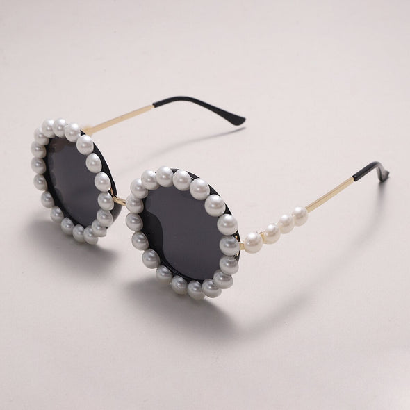 Pearl Round Sunglasses Women Small Frame Oval Vintage Sunglasses Luxury Brand Designer Men Retro Sunglasses Steampunk