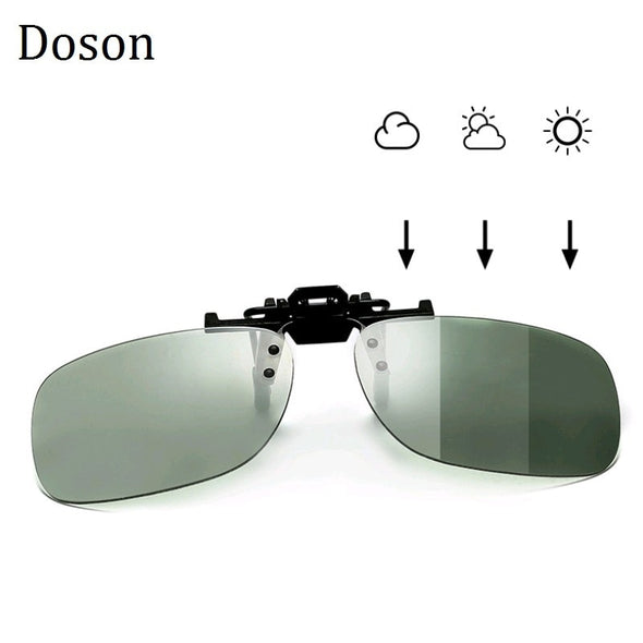 Photochromic Polarized Clip On Sunglasses Near-Sighted Driving Night Vision Lens Anti-UVA Anti-UVB Sunglasses Clip De Sol UV400