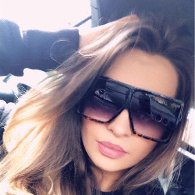 Women Sexy Leopard Big Flat Frame Sunglasses Jollynova
