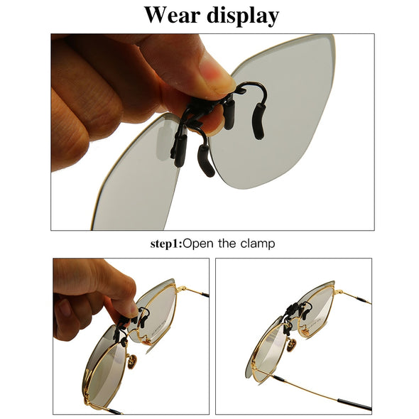 Polarized Clip On Sunglasses Men Flip Up Sunglasses Photochromic Driving Glasses Mirrored Sunglasses Night Vision Fishing Goggle