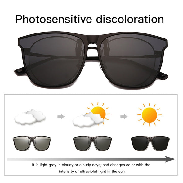 Polarized Clip On Sunglasses Men Photochromic Car Driver Goggles Night Vision Glasses Anti Glare Vintage Square Glasses Oculos