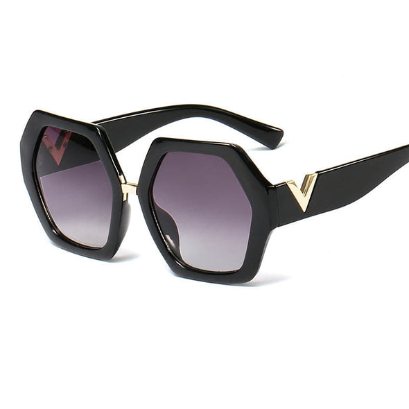 Polygonal Gradient Sunglasses Women  Luxury Brand Hexagon Black Men Sun Glasses Personality Ladies Chic 90s Eyewears