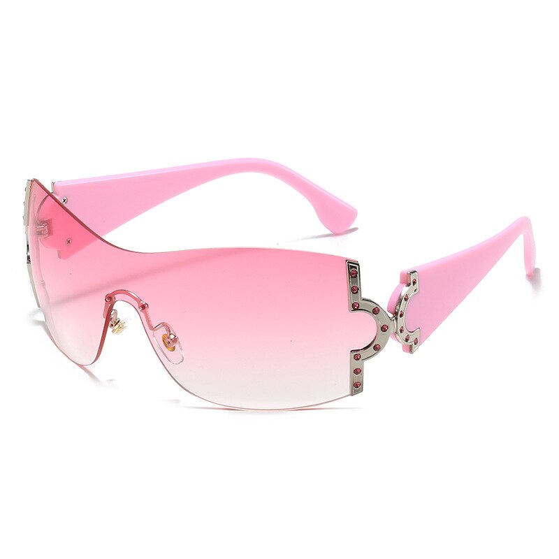 Y2K Pink Heart Rhinestone Sunglasses