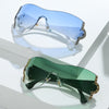 One Piece Sunglasses Goggle Women Oversized Rimless Y2K Sun Glasses Men 2000's Wrap Around Sunglass Luxury Crystal Eyewear