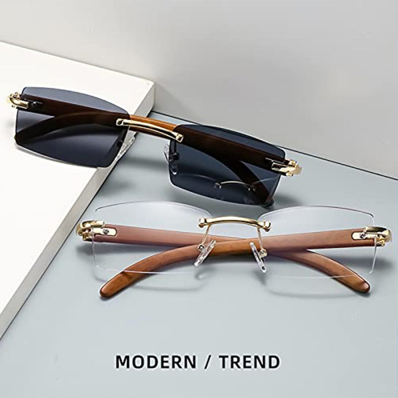Vintage Rimless Square Sunglasses - Alifinds.com
