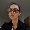 Double Bridges Women's Sunglasses Big Frame Leopard Brown Gradient Eyewear Fashion Luxury Designer Sun Glasses Men Shades