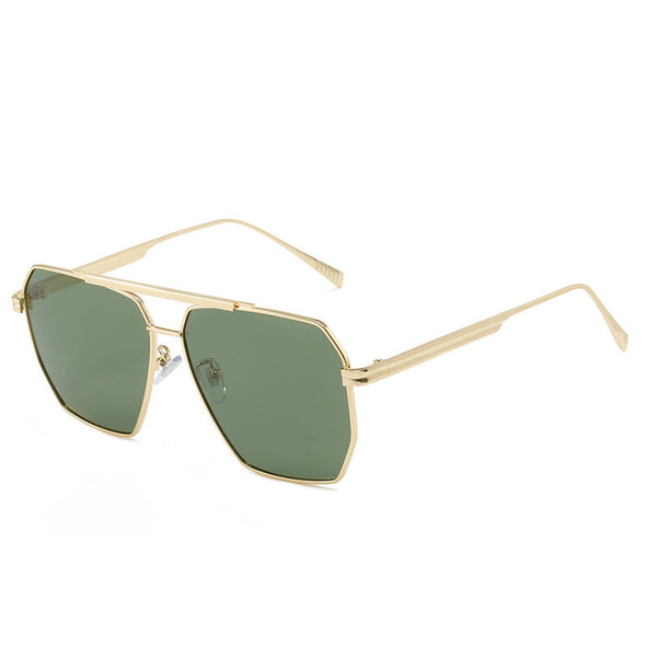 Retro Oversized Square Polarized Sunglasses for Women Men Vintage Double Bridge Shades UV400 Classic Large Metal Sun Glasses