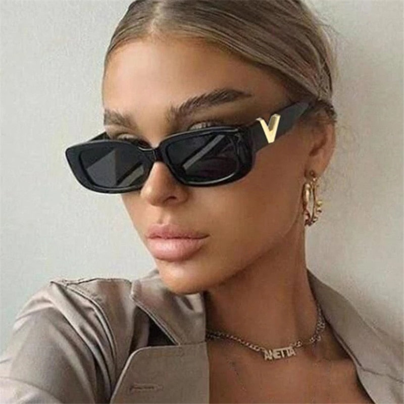 Retro Rectangle Sunglasses Women Brand Designer Vintage Small Frame S –  Jollynova