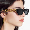 Vintage Cat Eye Sunglasses Small Metal Chain Elegant Eyeglasses Trend Fashion Black Shades