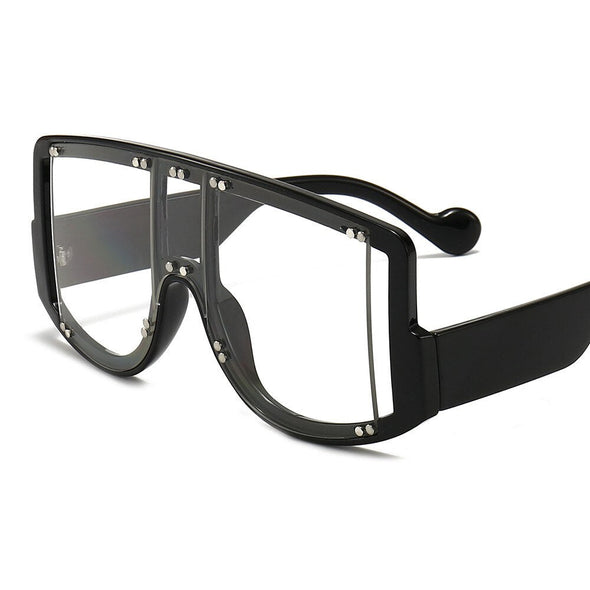 Retro Square Rivet Punk Sunglasses Women Luxury Brand Designer Vintage Fashion Big Frame Sun Glasses Female Black Shades Oculos