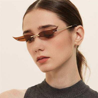 Sunglasses Rimless Leaves Luxury Sunglasses Men Women Fashion Shades UV400 Vintage Glasses