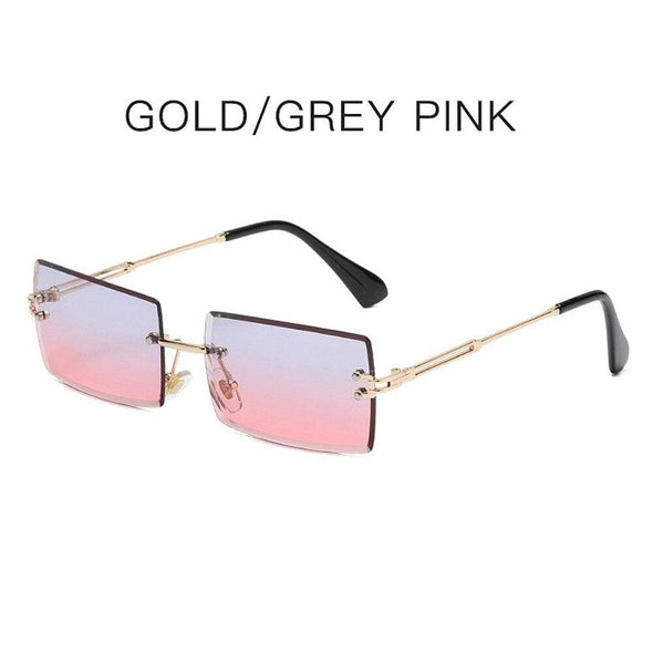 Rimless Sunglasses Small Square Female Summer Traveling Brown Glasses