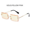 Rimless Sunglasses Small Square Female Summer Traveling Brown Glasses