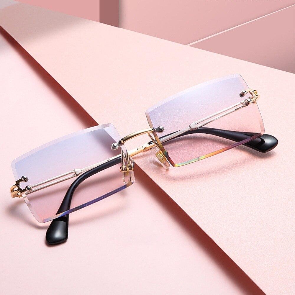  Rectangle Sunglasses Women Rimless Square Sun Glasses for Women  Christmas Gifts (clear pink) : Clothing, Shoes & Jewelry