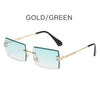 Rimless Sunglasses Small Square Female Summer Traveling Brown Glasses