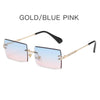 Rimless Sunglasses Small Square Female Summer Traveling Brown Glasses